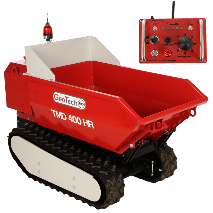 
  Accu motorkruiwagen laadvermogen 400 kg GeoTech Pro TMD 400 HR, 48 V 15 Ah, hydraulisch kiepen | Rabe - artikelnummer K609118
