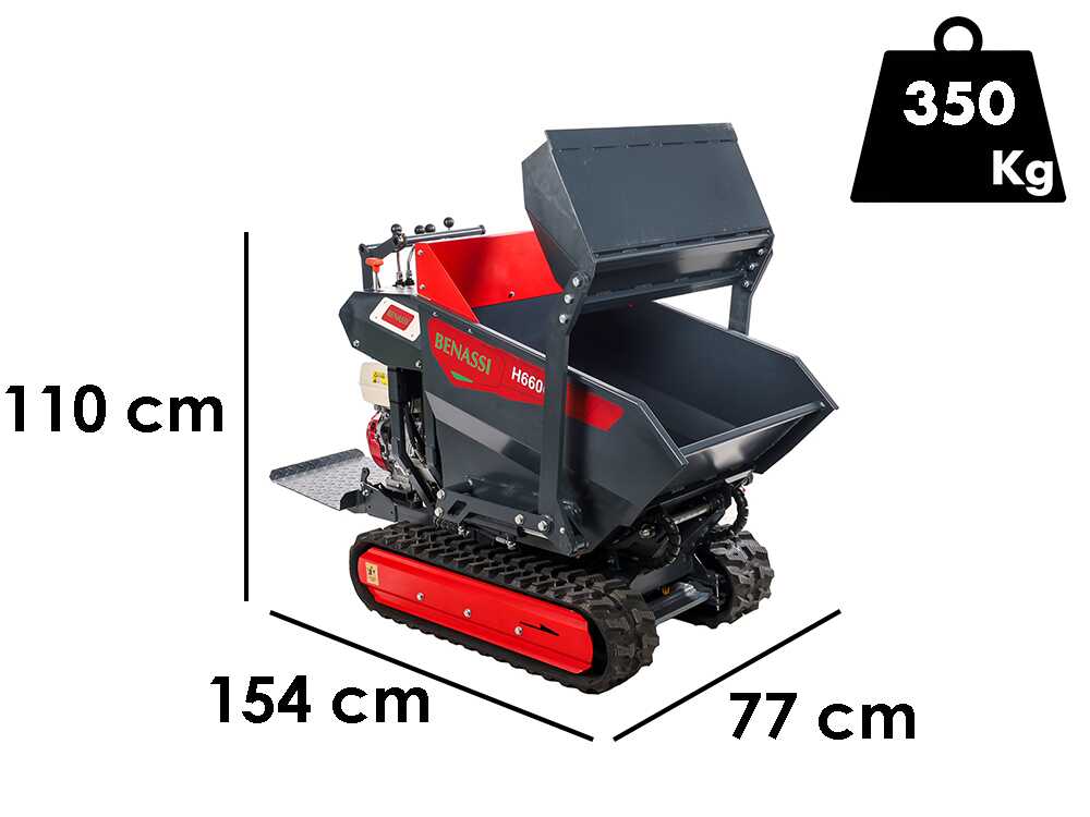 Rupsdumper laadvermogen 600 kg Benassi H660CS, hydraulisch kiepen, detail 1