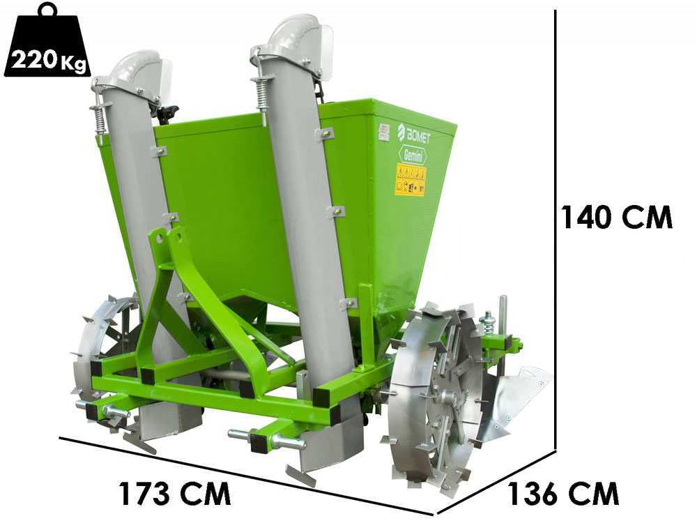 Bomet Gemini 2-rijige aardappelpootmachine, metalen wielen, detail 1