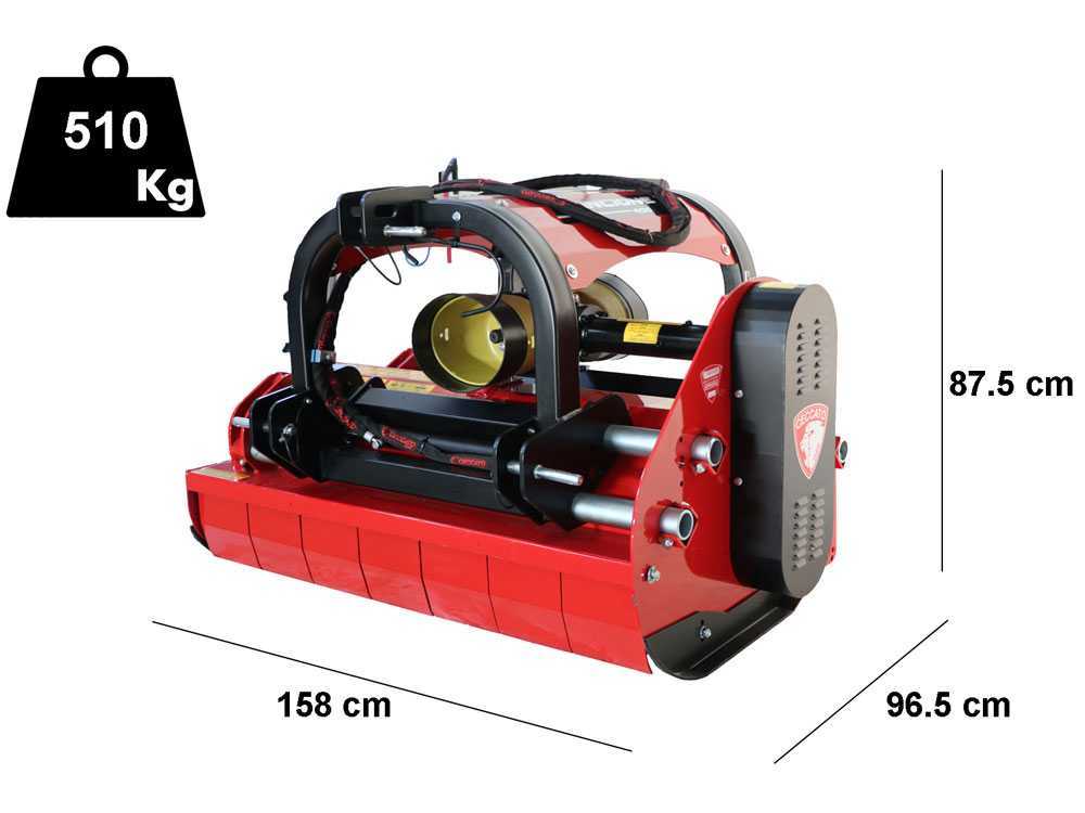 Ceccato Olindo TRINCIONE 400 4T1400IDR2 omkeerbare klepelmaaier 140 cm, hydraulisch verschuifbaar, detail 1