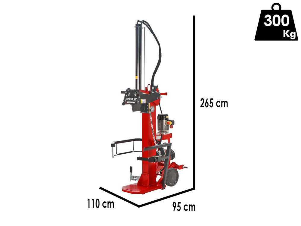 Docma SF130 380 + elektrische houtklover, 13 ton, verticaal, detail 1