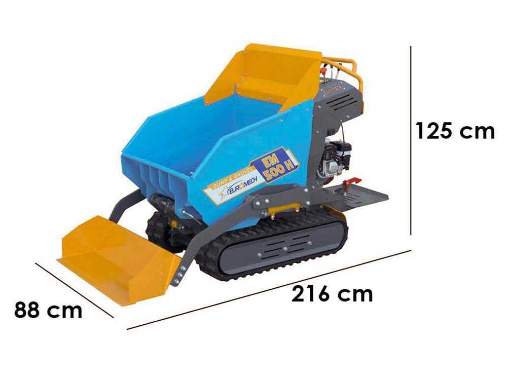 Rupsdumper laadvermogen 500 kg EuroMech EM500H-Dump & Shovel, hydraulisch kiepen, detail 1