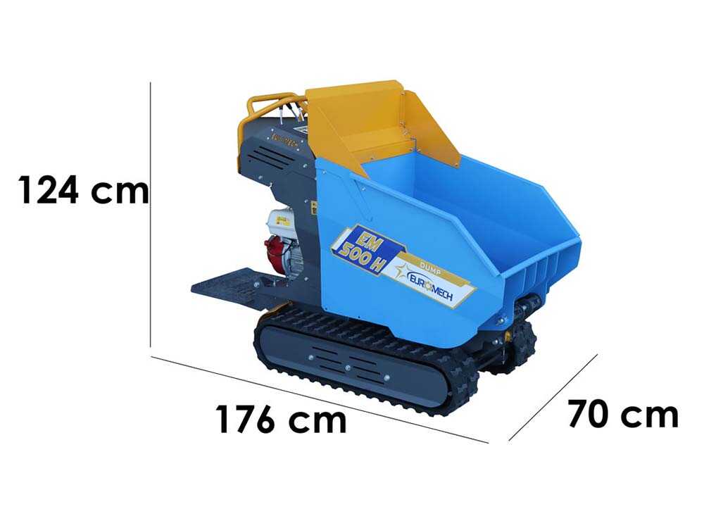 Rupsdumper laadvermogen 500 kg EuroMech EM500H-Dump, hydraulisch kiepen, detail 1