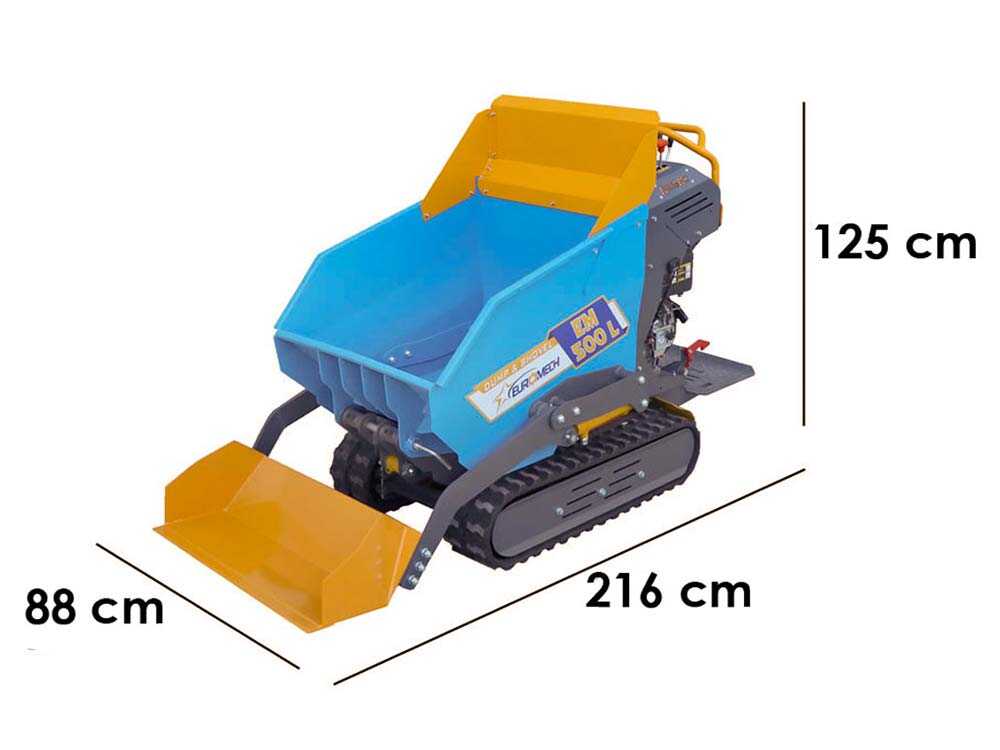 Rupsdumper laadvermogen 500 kg EuroMech EM500L-Dump & Shovel, hydraulisch kiepen, detail 1