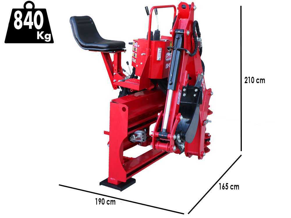 GeoTech Pro BHS 225 graafarm voor de trekker, zijwaarts verschuifbaar, detail 1
