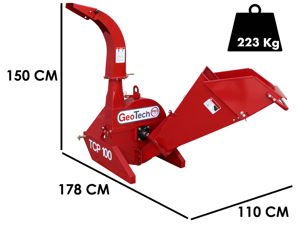 GeoTech Pro TCP 100 aftakas hakselaar, takken tot 100 mm, detail 1