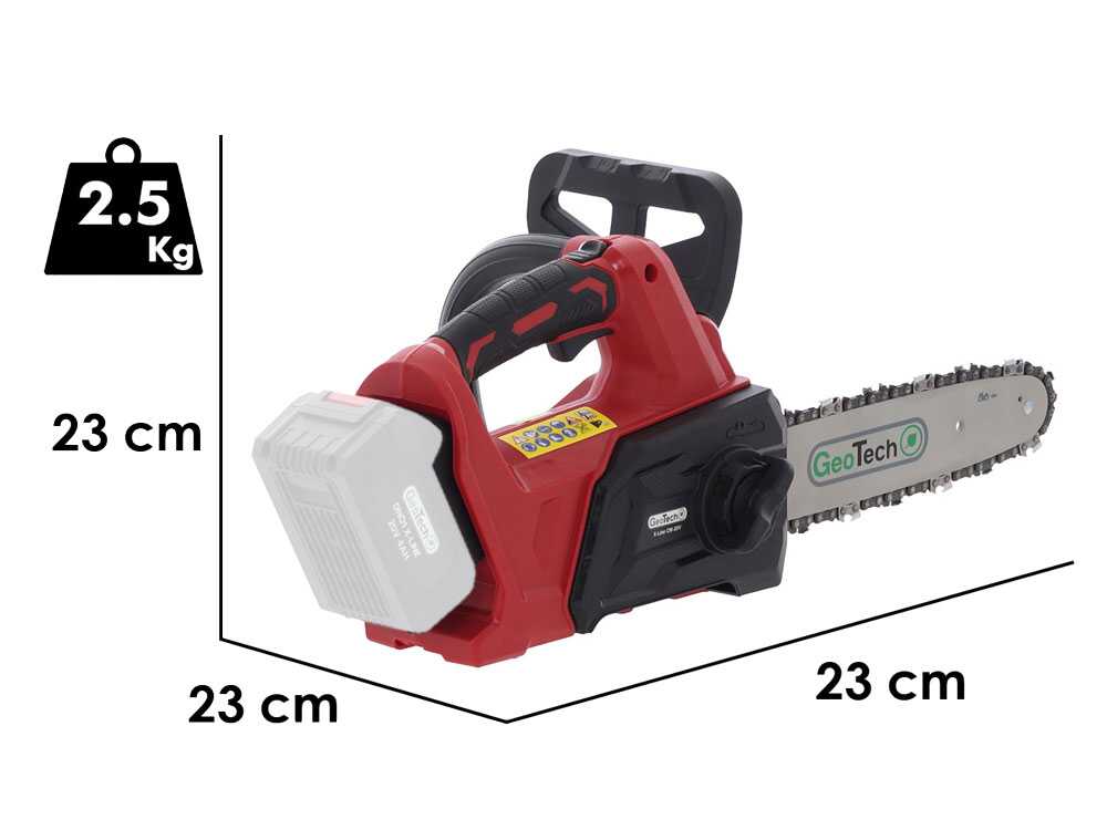GeoTech X-Line CM-20V accu kettingzaag voor snoeien, zwaard 25 cm, 20 V zonder accu, detail 1
