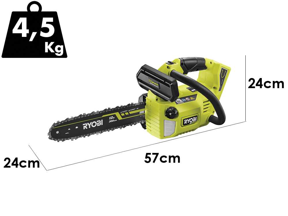 Ryobi RY36THCSX30A-140 accu kettingzaag, zwaard 30 cm, 36 V 4 Ah, detail 1