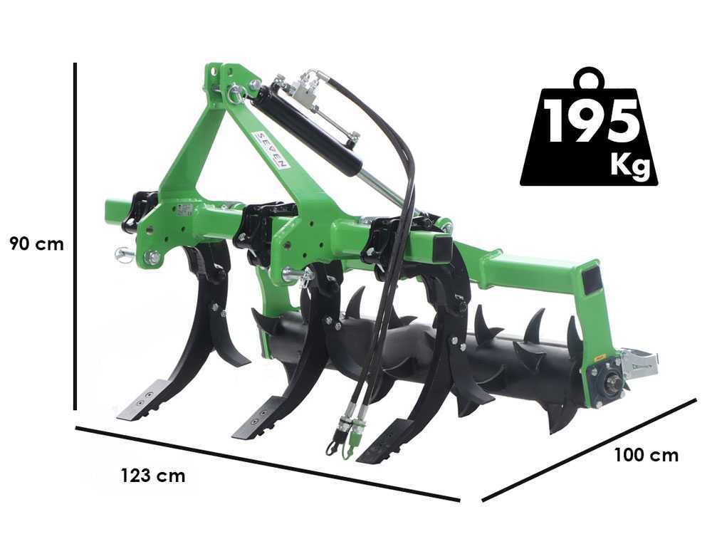 Seven Italy Simply 3 woeler 120 cm, 3 tanden, hydraulische rol, detail 1