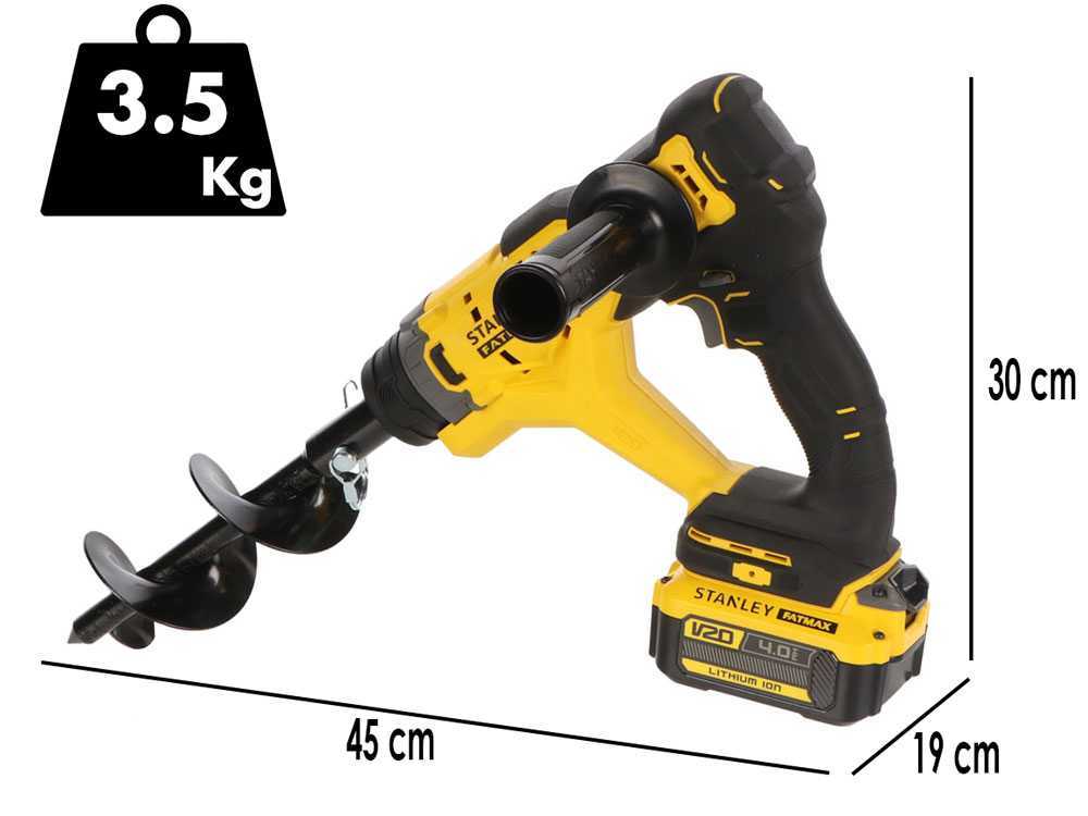 Accu grondboor Stanley Fatmax SFMCGA75, 20 V zonder accu, met boor 15,5 cm, detail 1