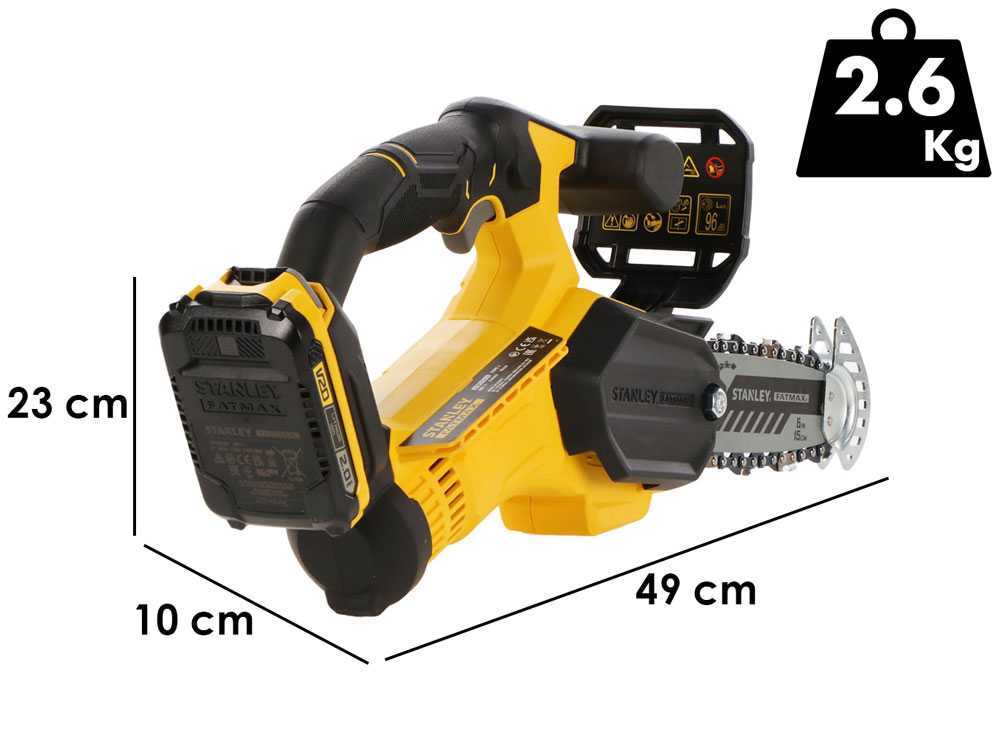 Stanley Fatmax SFMCPS415 accu kettingzaag voor snoeien, zwaard 15 cm, 20 V 2 Ah zonder accu, detail 1