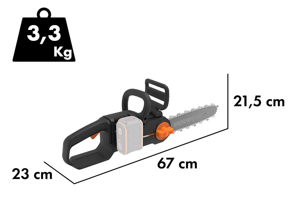 Worx Nitro WG350E.9 accu kettingzaag, zwaard 30 cm, 20 V zonder accu, detail 1