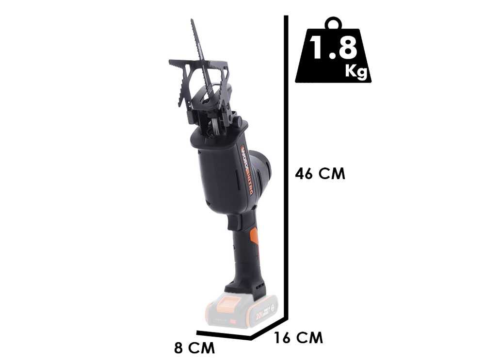 Worx WG893E.9 accu reciprozaag, 20 V zonder accu, detail 1