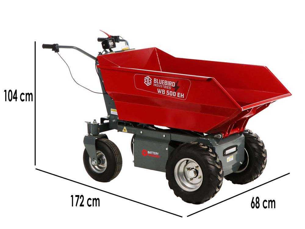 Accu motorkruiwagen laadvermogen 500 kg Blue Bird Wheelbarrow, 48 V 32 Ah, detail 1
