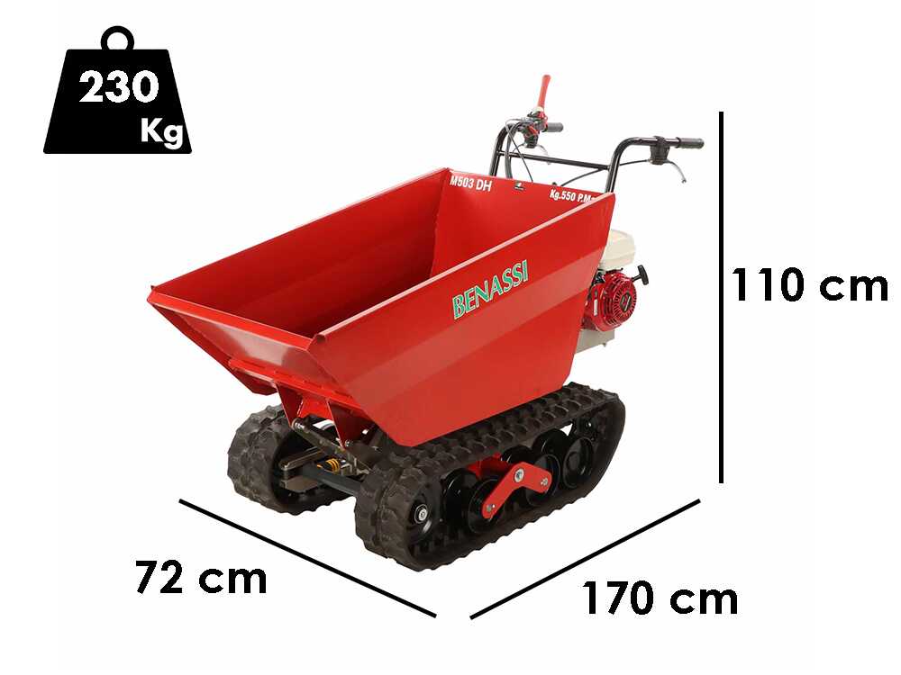 Rupsdumper laadvermogen 550 kg Benassi M503DH, hydraulisch kiepen, detail 1