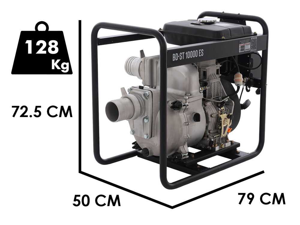 BlackStone BD-ST 10000ES diesel motorpomp voor vuil water, aansluiting 100 mm, detail 1