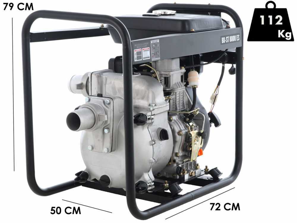 BlackStone BD-ST 8000ES diesel motorpomp voor vuil water, aansluiting 80 mm, detail 1