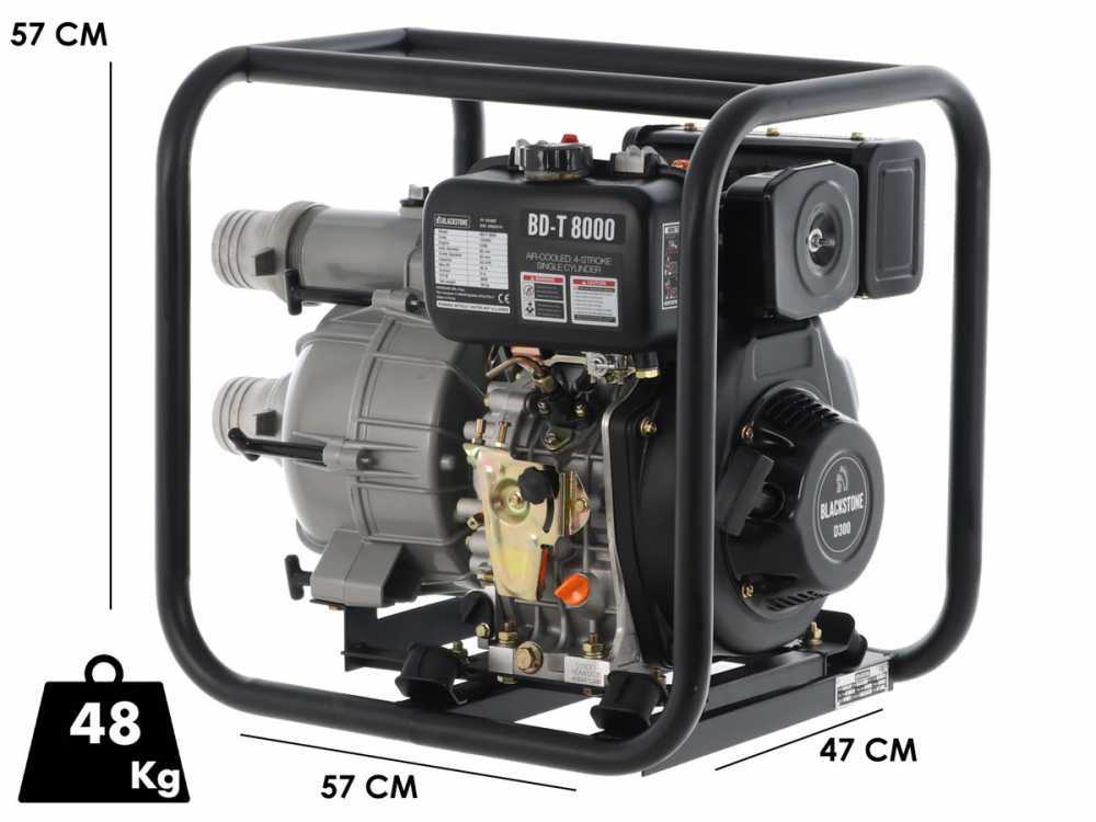 BlackStone BD-T 8000 diesel motorpomp voor vuil water, aansluiting 80 mm, detail 1