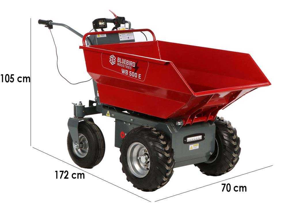 Accu motorkruiwagen laadvermogen 500 kg Blue Bird WB 500E, 48 V 32 Ah, detail 1