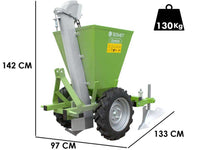 Bomet Gemini 1-rijige aardappelpootmachine, rubberwielen, detail 1