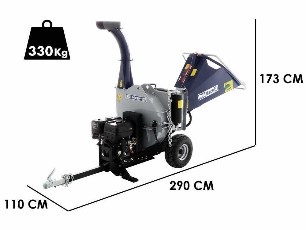 BullMach ZEUS 200 BH-BSE benzine hakselaar, takken tot 100 mm, elektrische start, getrokken uitvoering, detail 1