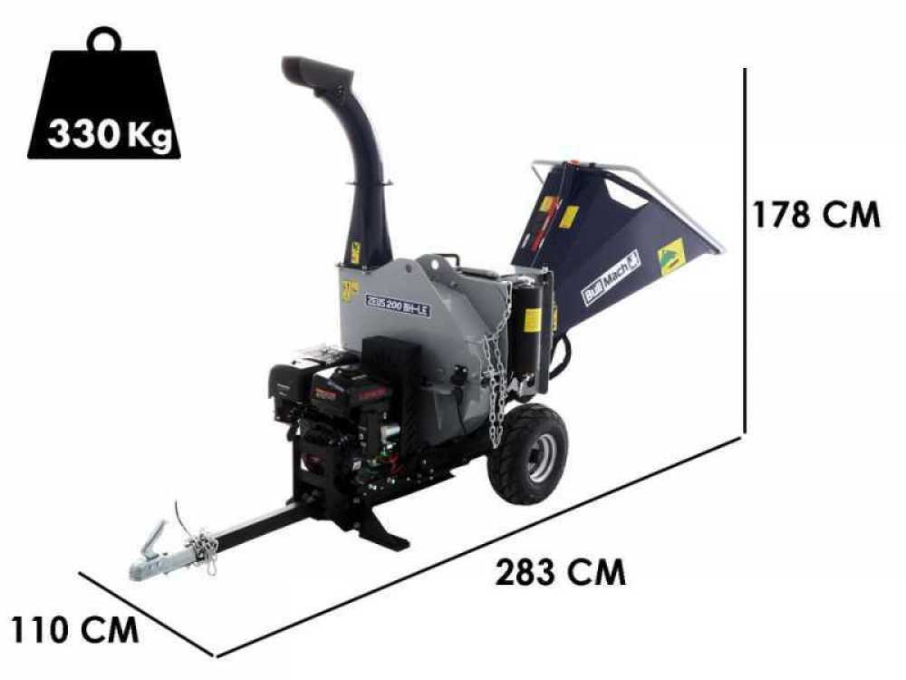 BullMach ZEUS 200 BH-LE benzine hakselaar, takken tot 100 mm, elektrische start, getrokken uitvoering, detail 1