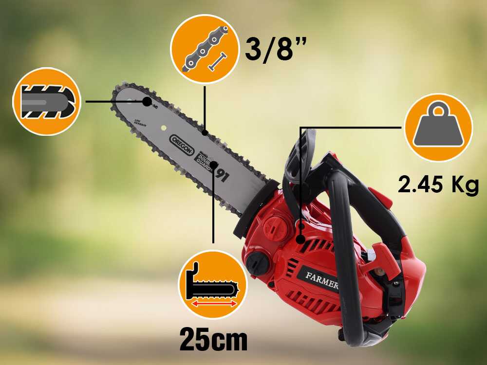 FARMER FA2610SA benzine kettingzaag voor snoeien, zwaard 25 cm, detail 1