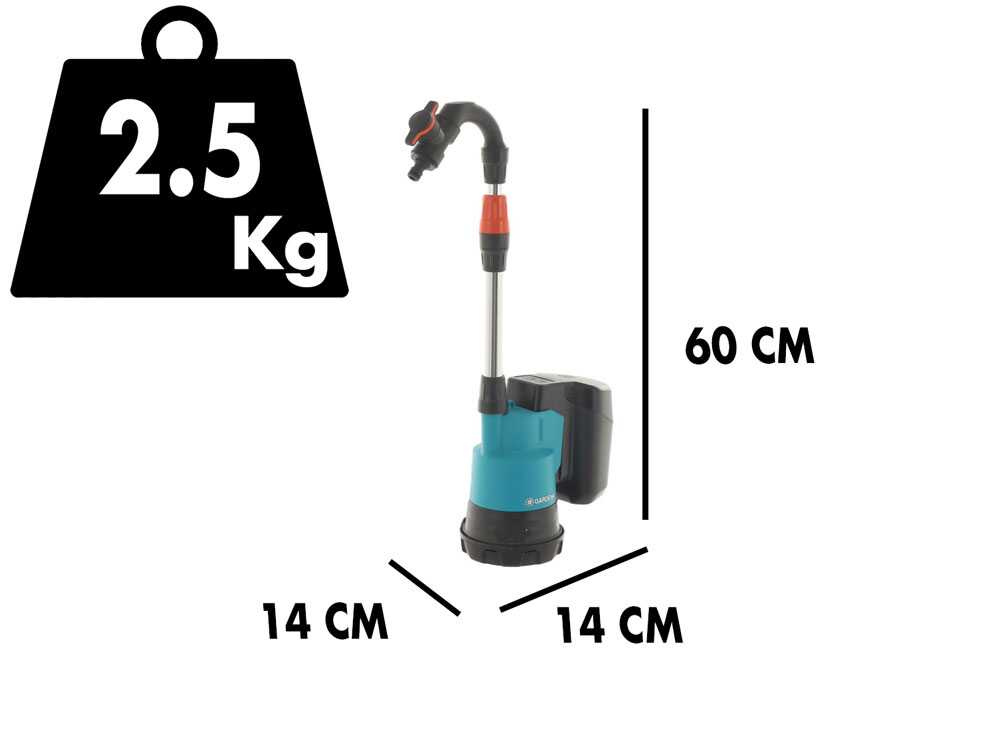 Gardena 2000/2 regentonpomp, 18 V zonder accu, detail 1