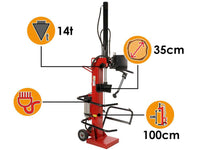 GeoTech Pro LSP14-100VE-3 elektrische houtklover, 14 ton, verticaal, detail 2