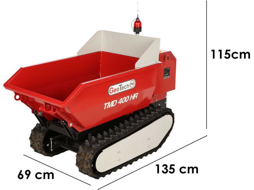 Accu motorkruiwagen laadvermogen 400 kg GeoTech Pro TMD 400 HR, 48 V 15 Ah, hydraulisch kiepen, detail 1