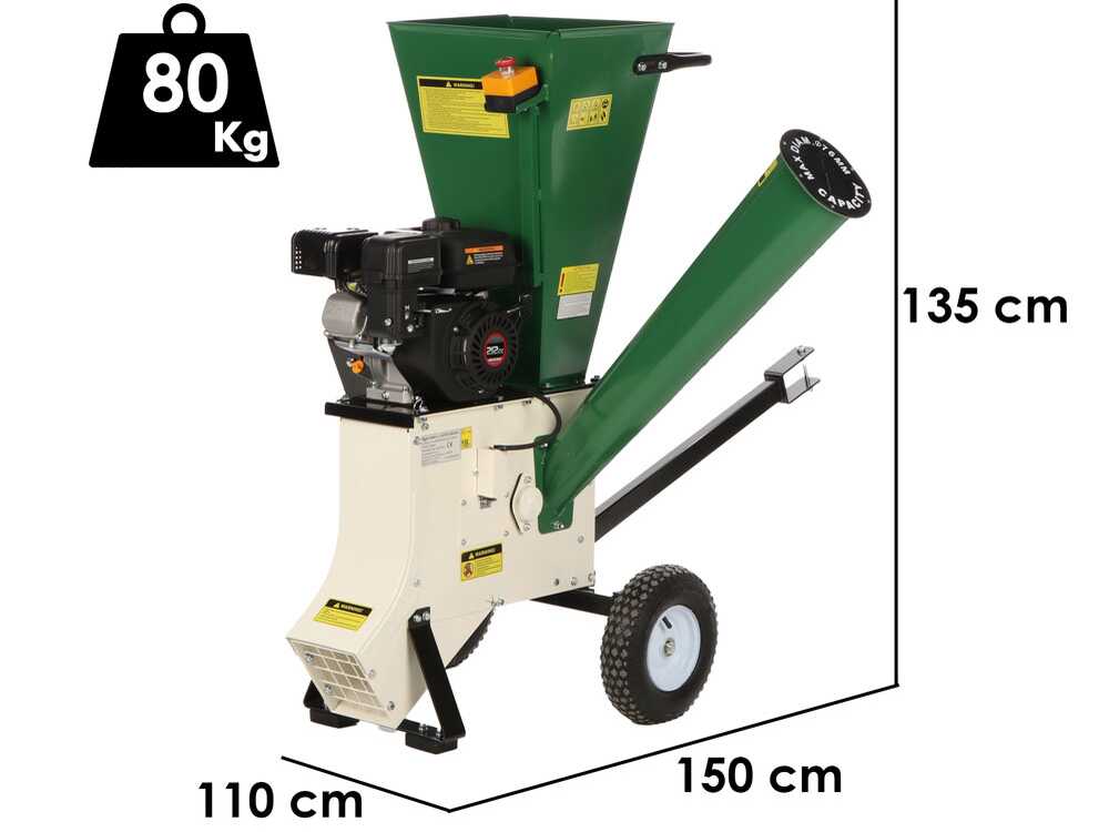 GreenBay GB-WDC 75 L benzine hakselaar, takken tot 76 mm, detail 1