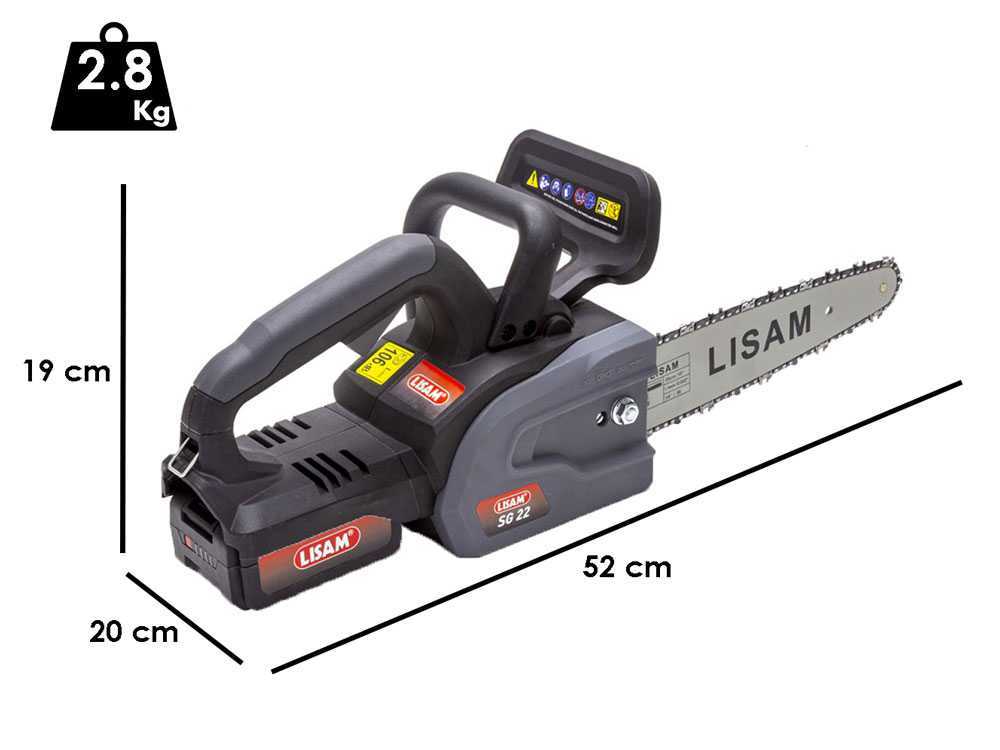 Lisam SG 22 accu kettingzaag, zwaard 25 cm, 18 V 4 Ah, detail 1