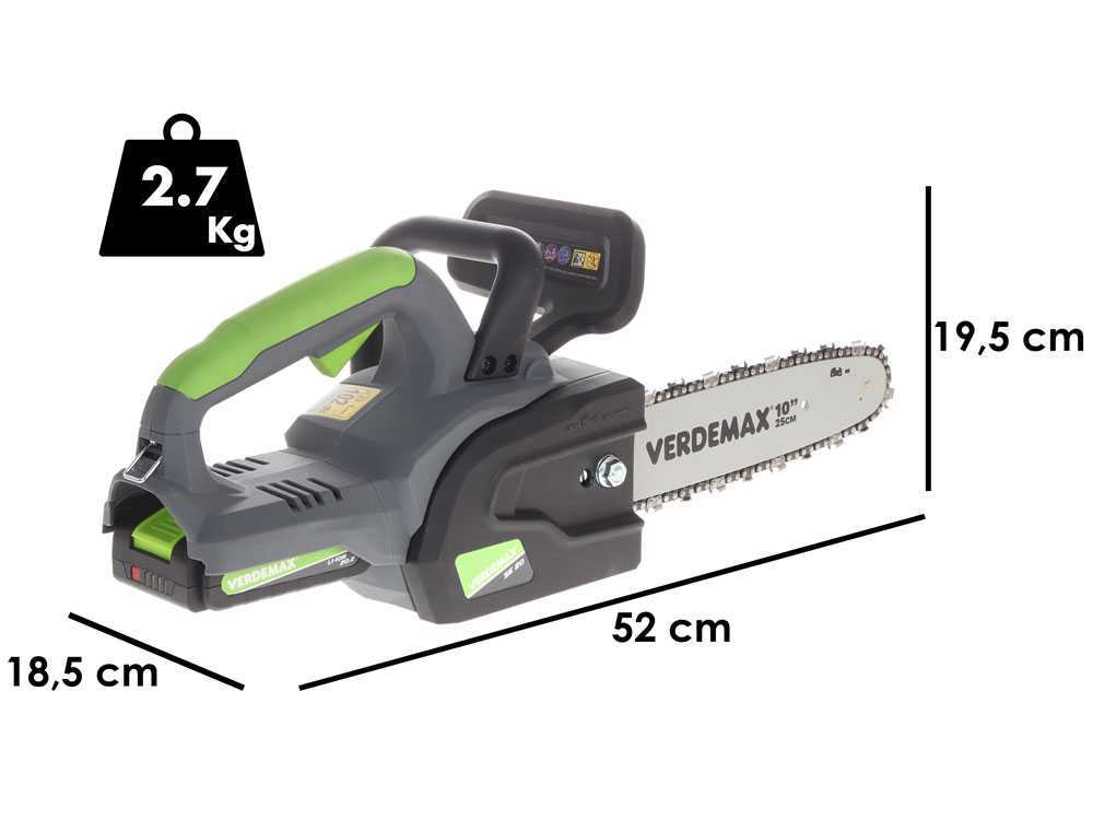 Verdemax SE20 accu kettingzaag, zwaard 20 cm, 20 V 2 Ah, detail 1