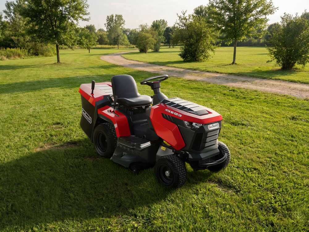 GeoTech Pro PRTM 180-1020 CM gazontractor met opvangbak 102 cm, versnellingsbak, detail 2