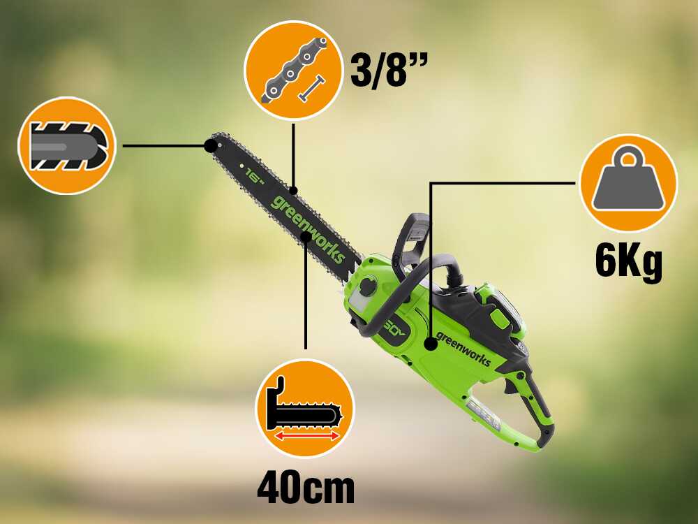 Greenworks CS40O6 accu kettingzaag, zwaard 40 cm, 60 V 4 Ah, detail 2