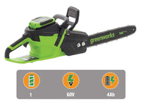 Greenworks CS40O6 accu kettingzaag, zwaard 40 cm, 60 V 4 Ah, detail 3