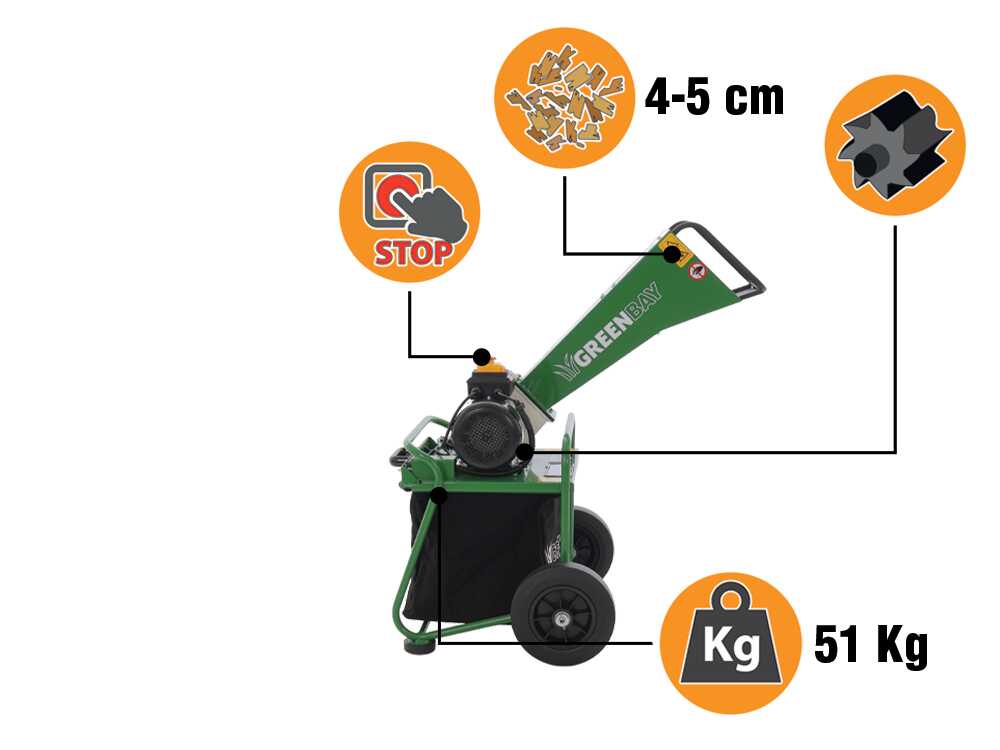 GreenBay GB-WERC 50 B elektrische hakselaar, takken tot 50 mm, detail 5
