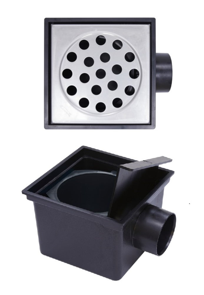 Recycle ABS/RVS afvoerput met zijuitlaat - aanzicht 2