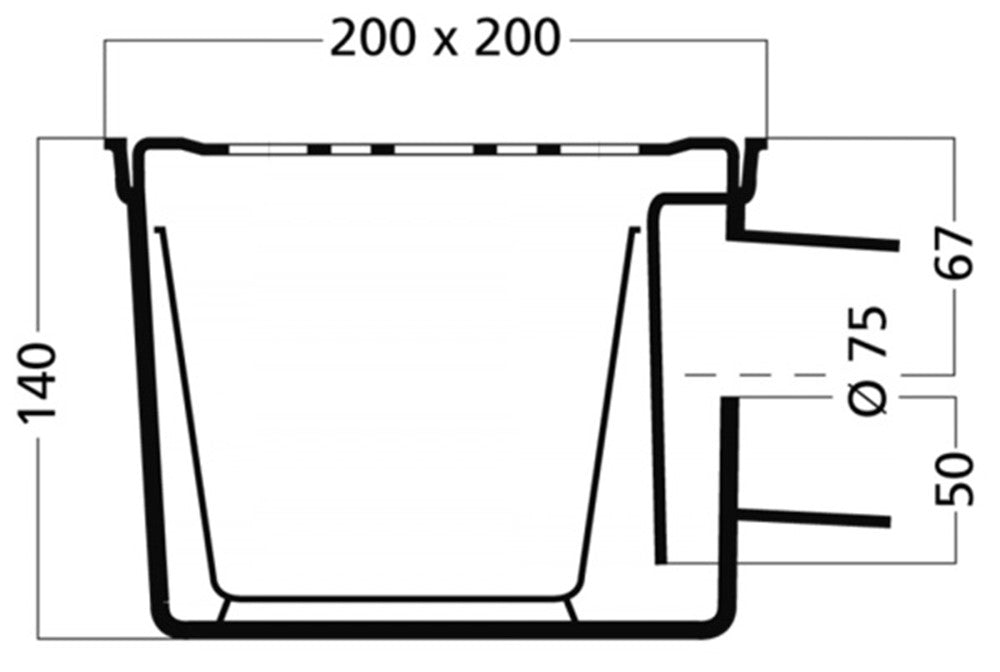 Afvoerput ABS/RVS zijuitlaat, 534 - aanzicht 2
