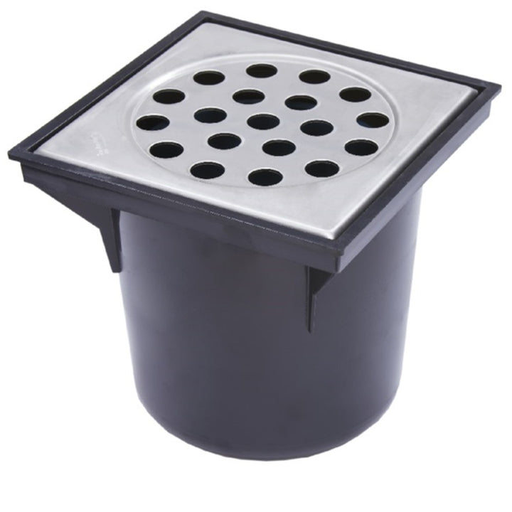 
  Recycle ABS/RVS afvoerput met onderuit productfoto hoge resolutie - artikelnummer 120070
