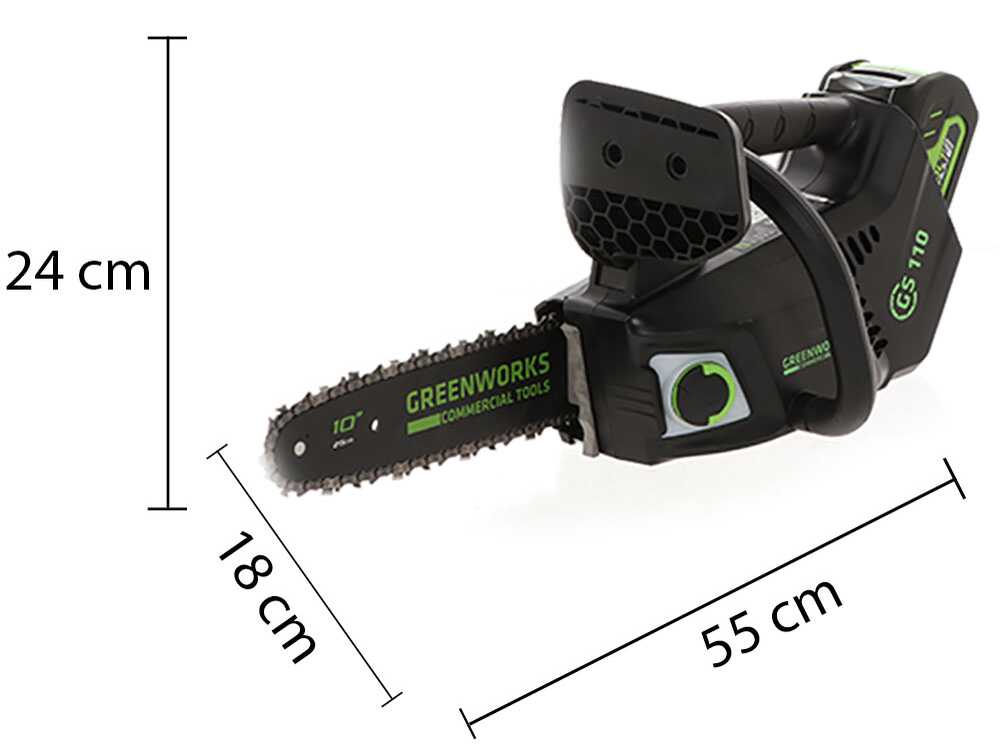 Greenworks GD40TCS accu kettingzaag voor snoeien, zwaard 25 cm, 40 V zonder accu, detail 12