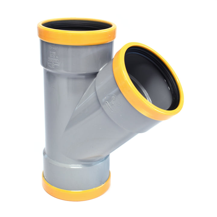 
  PVC T-stukken 45 graden, mof x mof x mof, SN8 | Rabe - artikelnummer 142108
