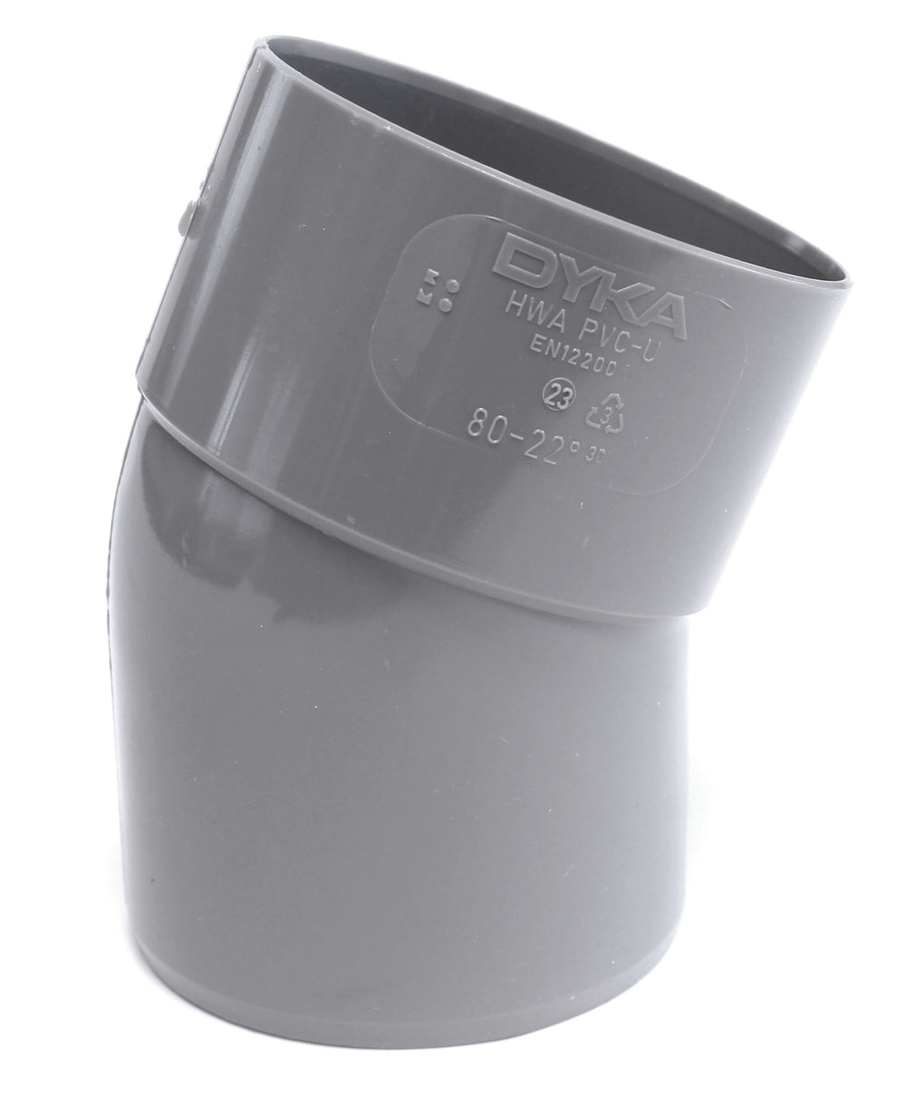 PVC Bocht 22,5 graden mof x spie, grijs | Rabe