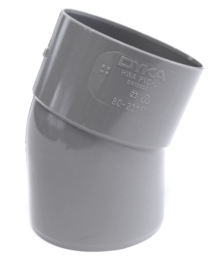 
  PVC Bocht 22,5 graden mof x spie, grijs | Rabe - artikelnummer 170000
