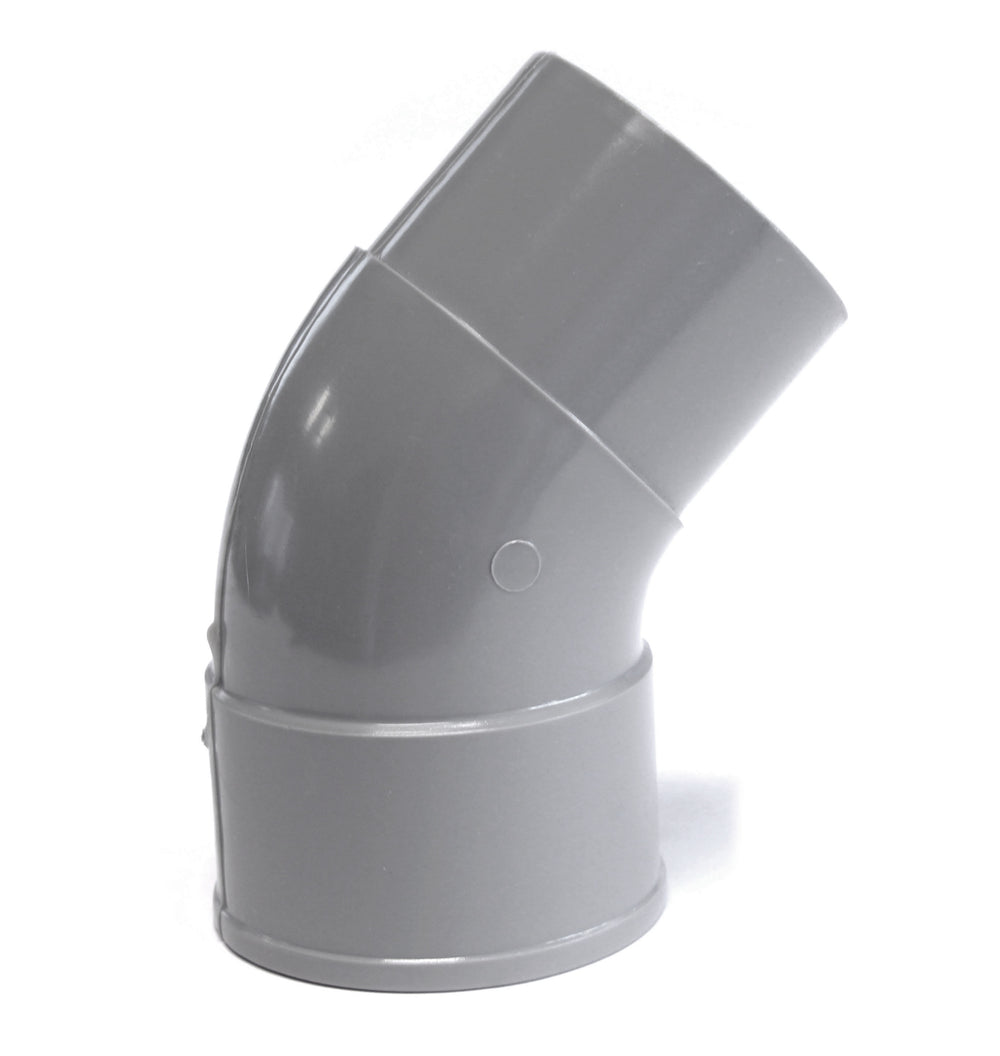 PVC Bocht 45 graden mof x verjongd spie, grijs | Rabe