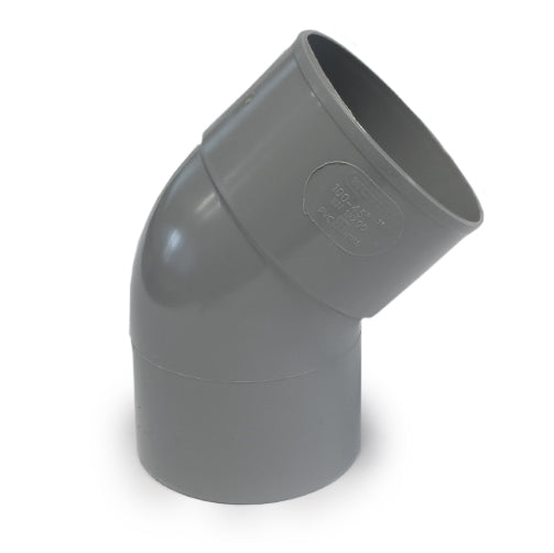 PVC Bocht 45 graden mof x spie, grijs | Rabe