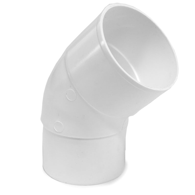 PVC Bocht 45 graden mof x verjongd spie, wit | Rabe