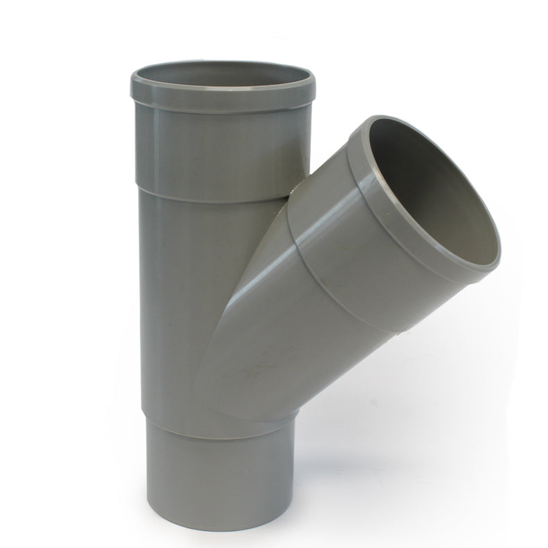 PVC T-stukken 45 graden 2x mof x verjongd spie, grijs | Rabe