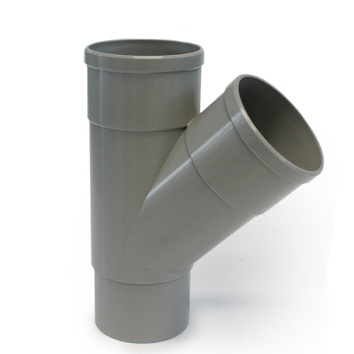 
  PVC T-stukken 45 graden 2x mof x verjongd spie, grijs | Rabe - artikelnummer 170044
