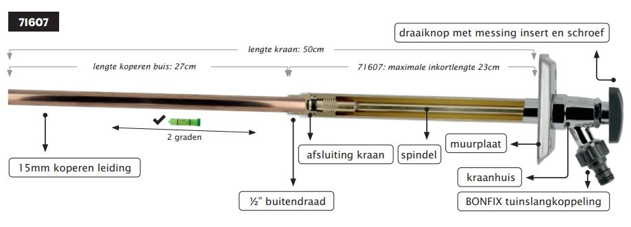 Bonfix Luxe Vorstbestendige Buitenkraan 23cm | Rabe - 183137